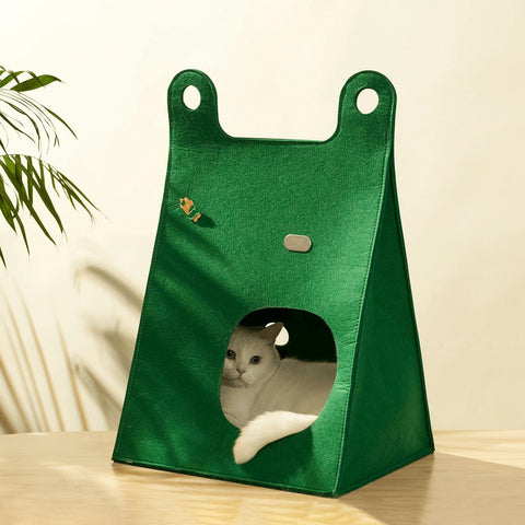 Makesure Portable Scratching Warm Felt Cat Folding Travel Cave